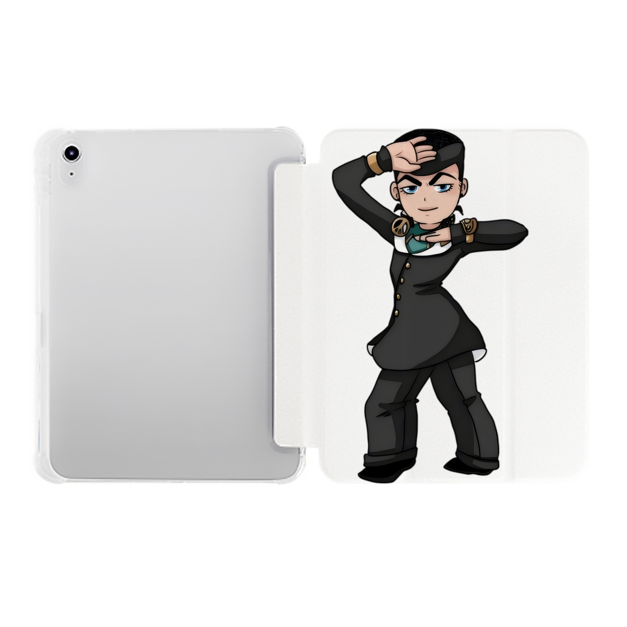 （画像用） ジョジョの奇妙な冒険 ひがしかた じょうすけ JoJo's Bizarre Adventure Higashikata Josuke IPad ケース ペン収納付き 三つ折りスタンド PUレザー×シリコン 対応機種9.5/10.5/10.9インチ